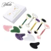 Jade Roller Facial Massager Gouache Scraper Rose Quartz Guasha Board Face Lifting Relax Beauty Set