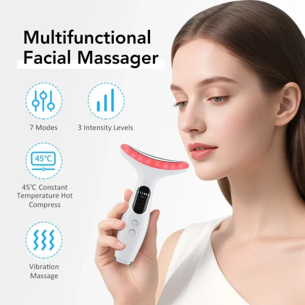 S64a447dd6f7e4dc7854a3dd26e6b5d04J.webp Neck Massager EMS Facial Lift 7 Light Modes Electric Skin Tightening Device LED Photon Therapy