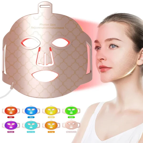 7 Colors Photon Skin Rejuvenation Red LED Light Therapy Face Mask Near Infrared 850nm Silicone Soft