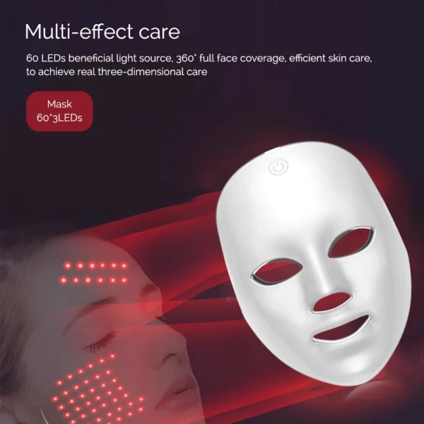 Rechargeable Facial LED Mask 7 Colors LED Photon Beauty Mask Skin Rejuvenation Home Face Lifting