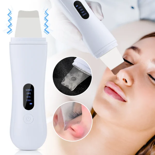 Ultrasonic Skin Scrubber Skin Spatula Ion Deep Face Cleaning 4 Modes Facial Lifting Ultrasonic