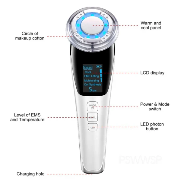 Microcurrent Facial Massager - EMS Face Lifting with Hot & Cool Therapy for Wrinkle Removal