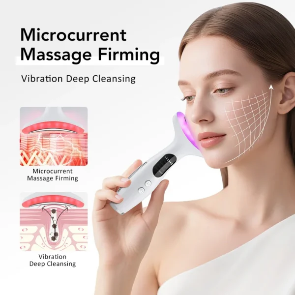 Sbc0e895fb3be43cdb501b3fae64df144I.webp Neck Massager EMS Facial Lift 7 Light Modes Electric Skin Tightening Device LED Photon Therapy