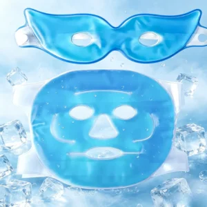 Gel Ice Face Mask for Puffiness & Migraine, Reusable Cooling Eye Mask Hot Cold Therapy, Skin Firming Spa Mask with Adjustable 66