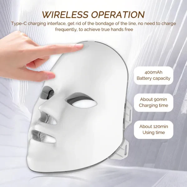 Rechargeable Facial LED Mask 7 Colors LED Photon Beauty Mask Skin Rejuvenation Home Face Lifting