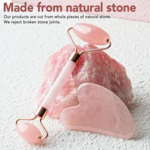Jade Roller & Gua Sha Set – Rose Quartz Facial Kit