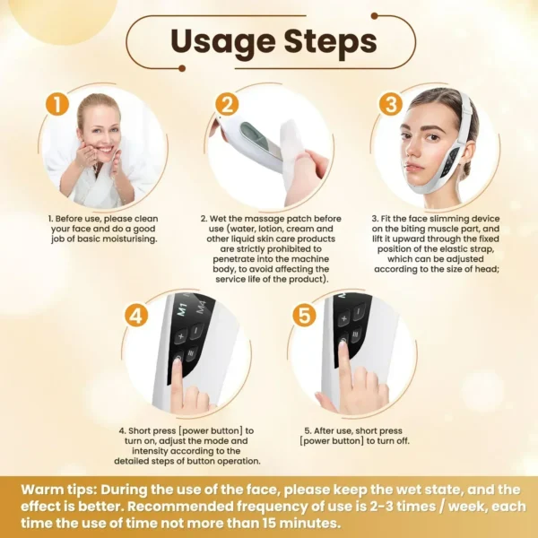 Electric V Face Lifting Beauty Device 6 Modes 8 Levels Facial Firming Massager Double Chin Removal