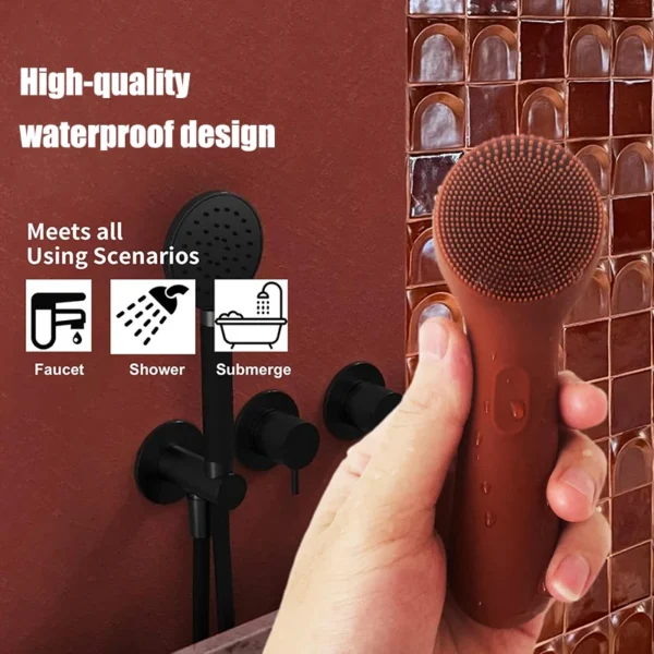 Silicone Facial Cleansing Brush — USB Rechargeable, Gentle Vibration