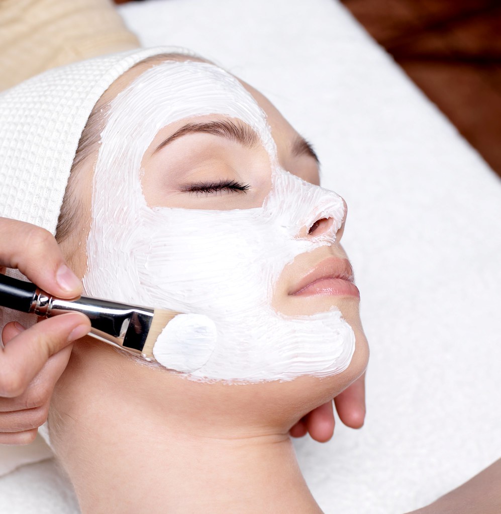 Facial treatment in a spa setting